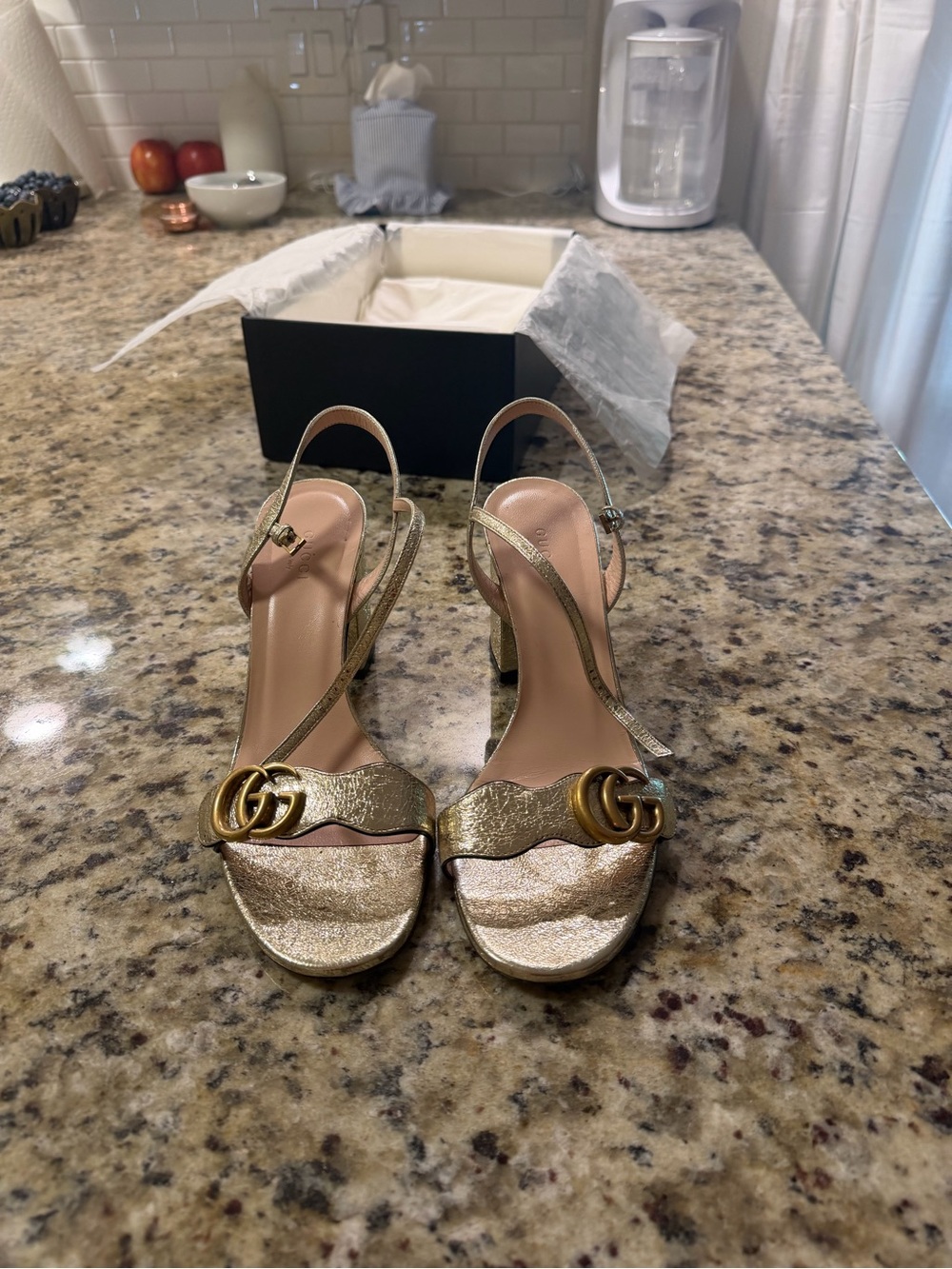 Gucci Marmot Block Heel Sandals